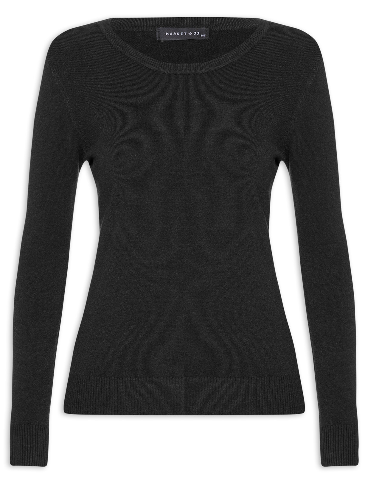 Blusa Feminina Tricot Com Manga Longa - Preto