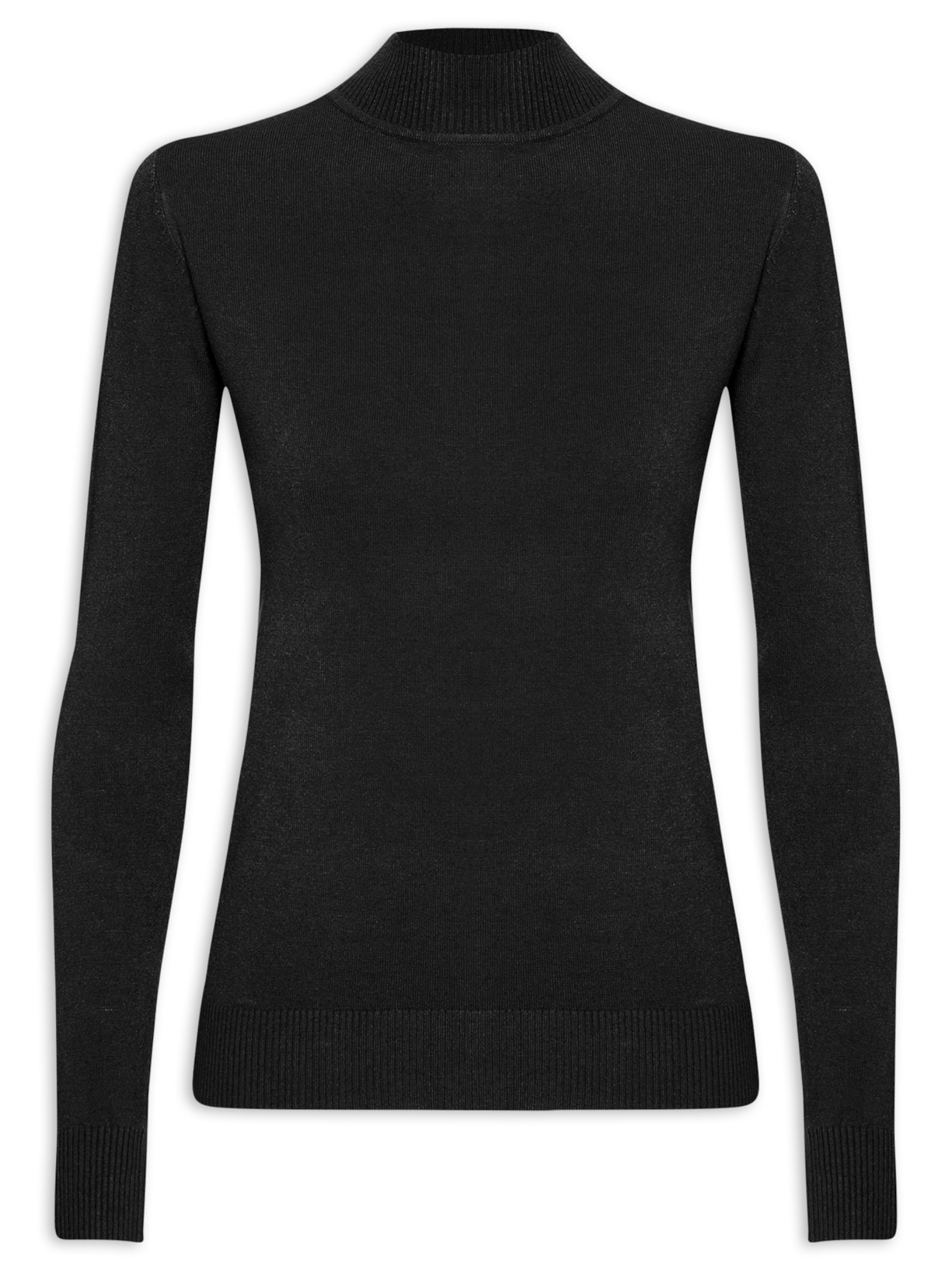 Blusa Feminina Tricot Com Manga Longa - Preto