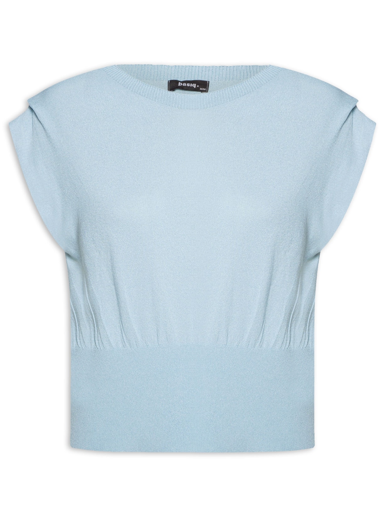 Blusa Feminina Tricot Com Prega No Ombro - Azul