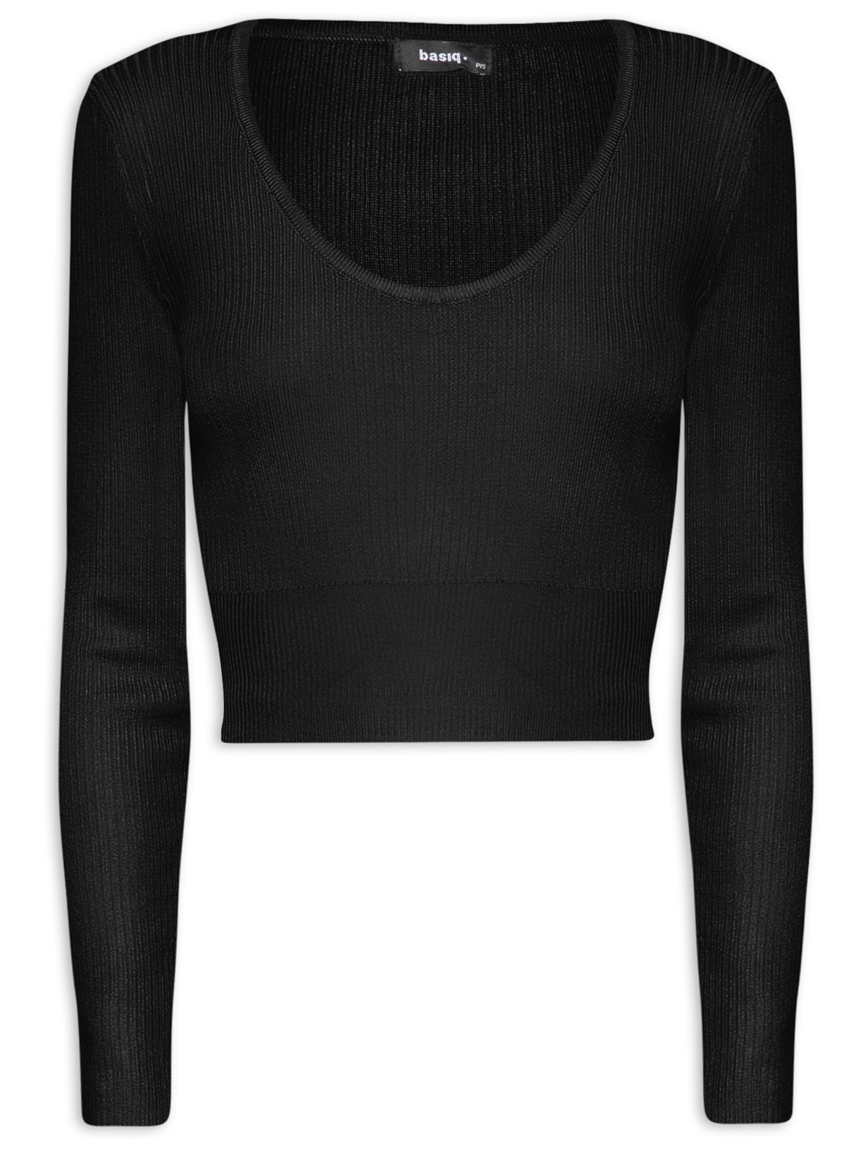 Blusa Feminina Tricot Com Recorte - Preto