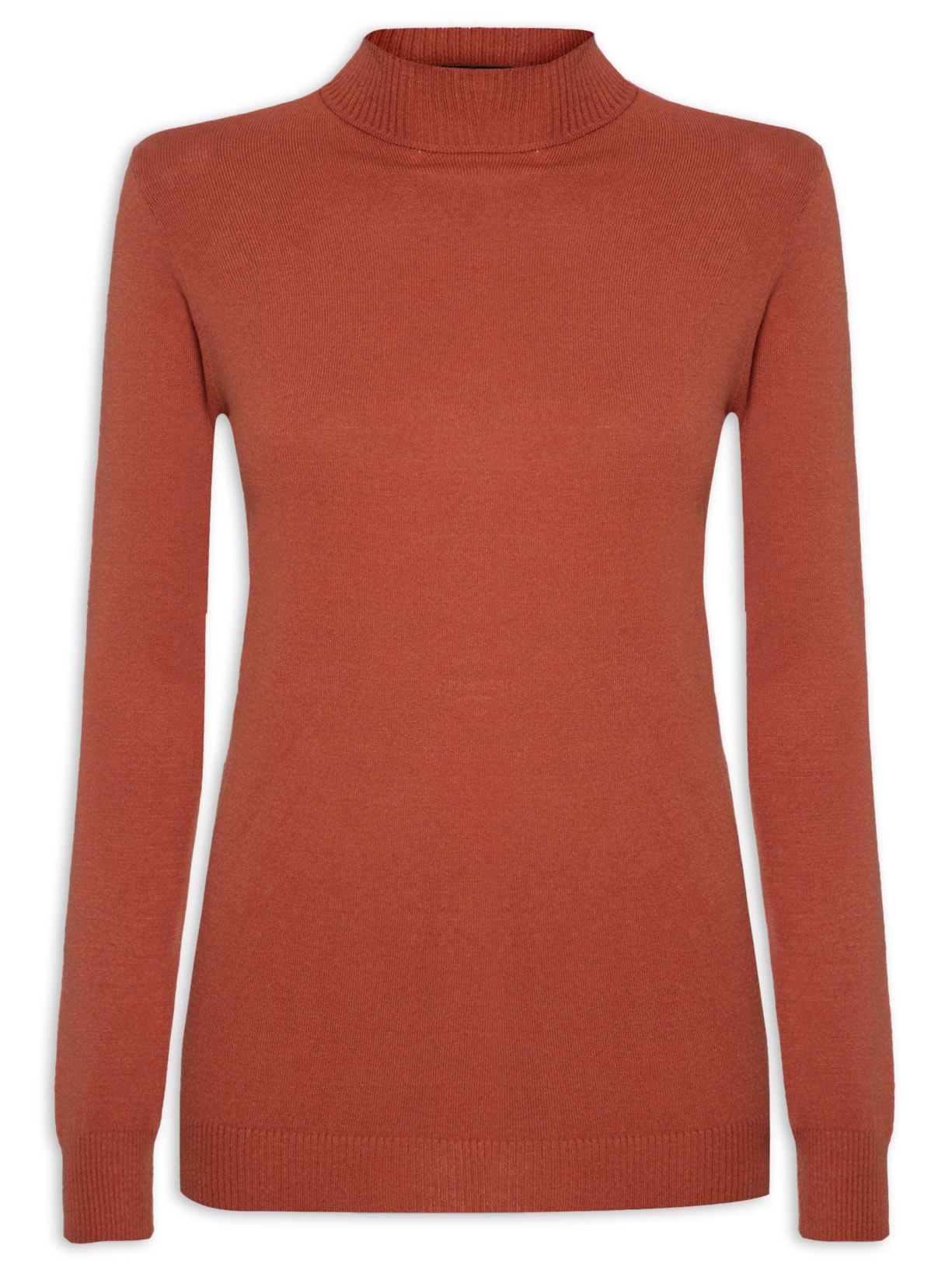 Blusa Feminina Tricot Comfy Com Gola Alta - Marrom