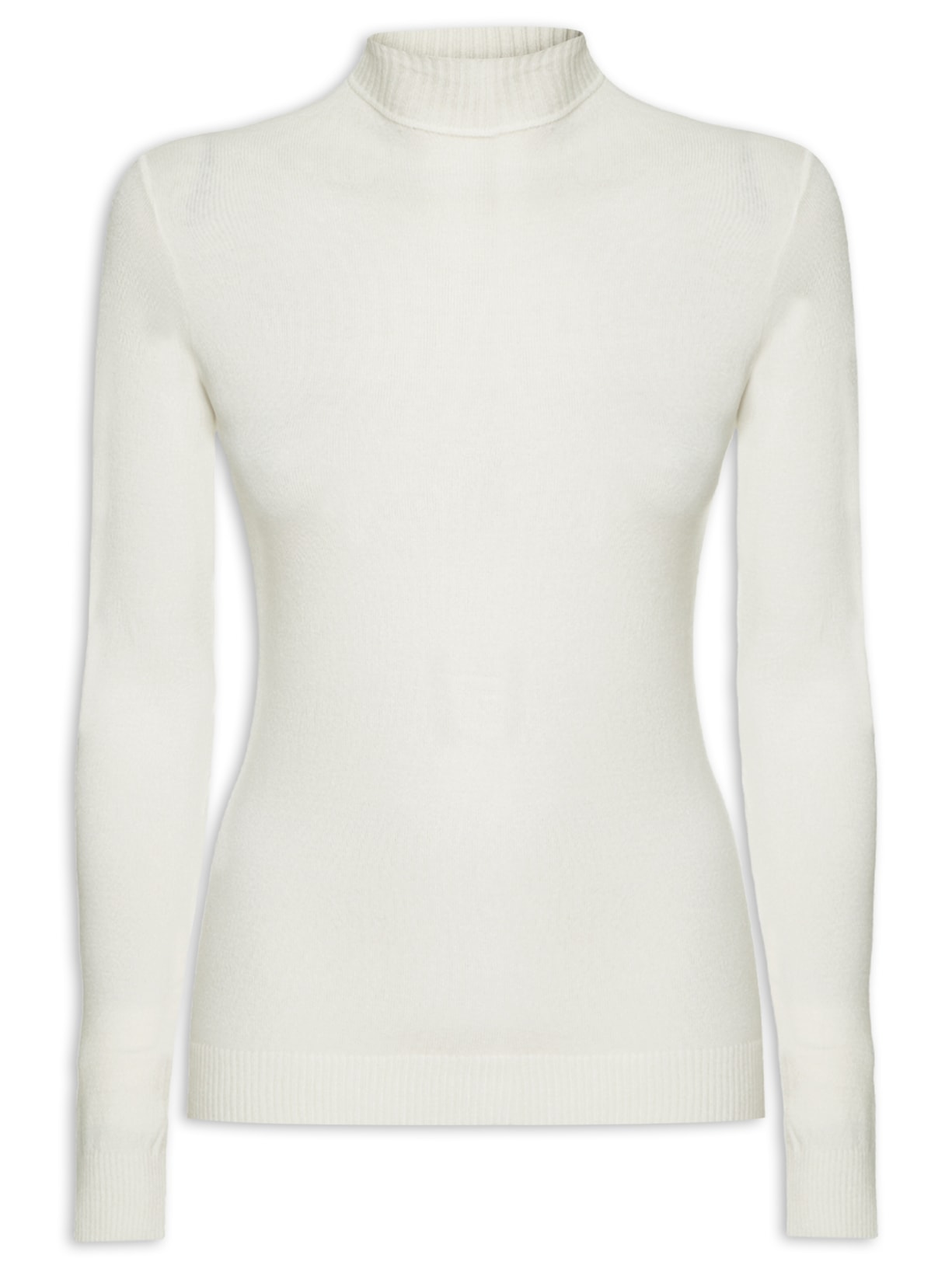 Blusa Feminina Tricot Comfy Com Gola Alta - Off White