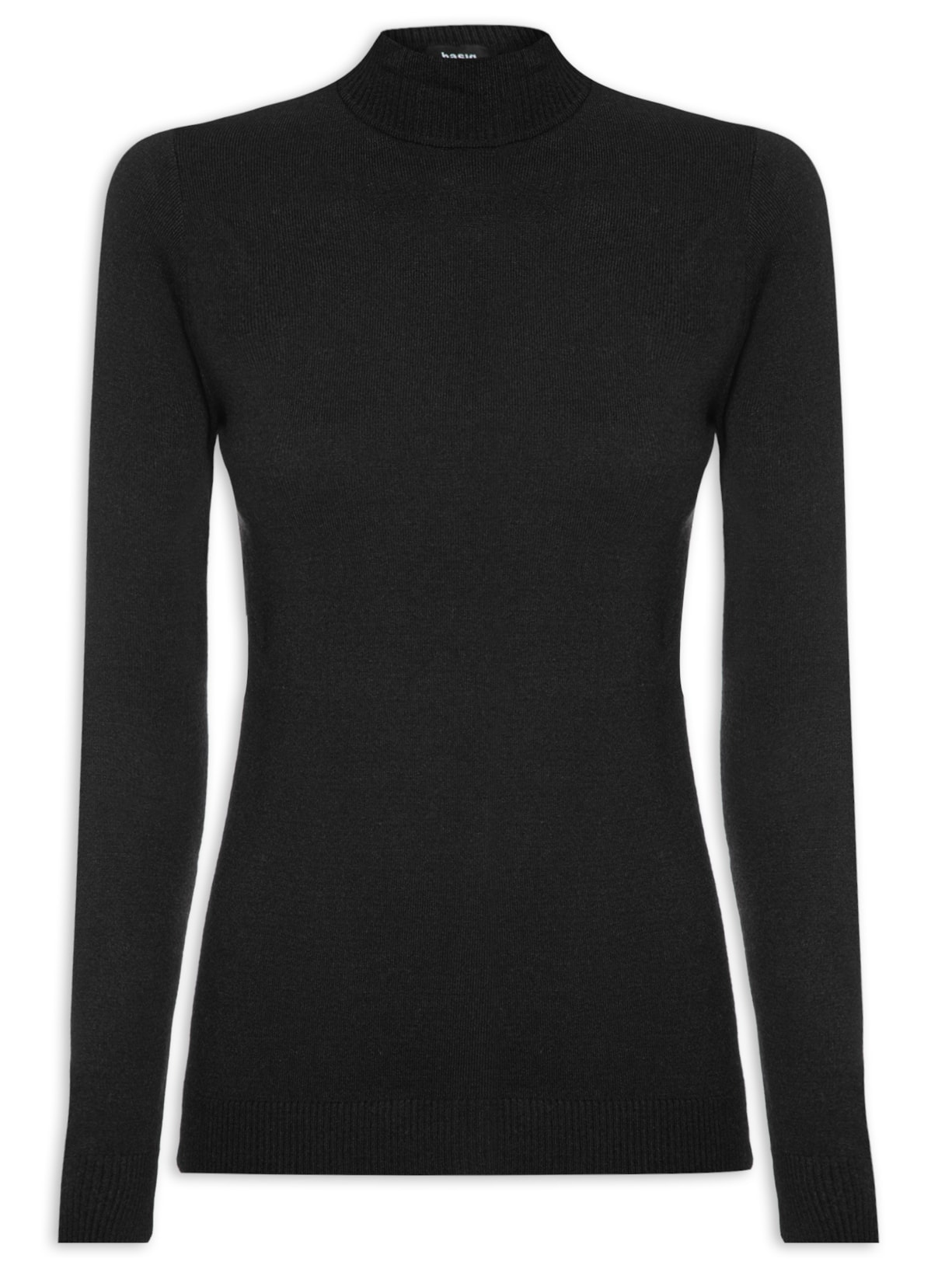 Blusa Feminina Tricot Comfy Com Gola Alta - Preto