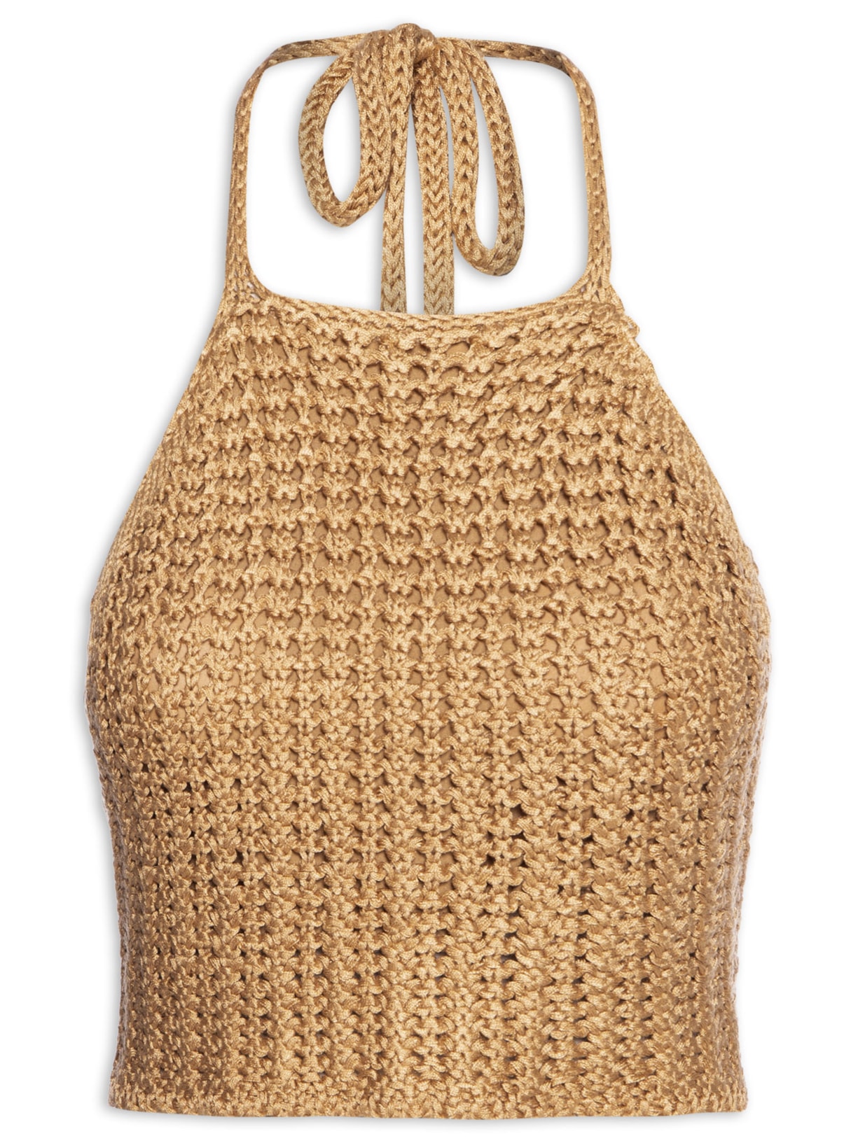 Blusa Feminina Tricot Crochet - Dourado