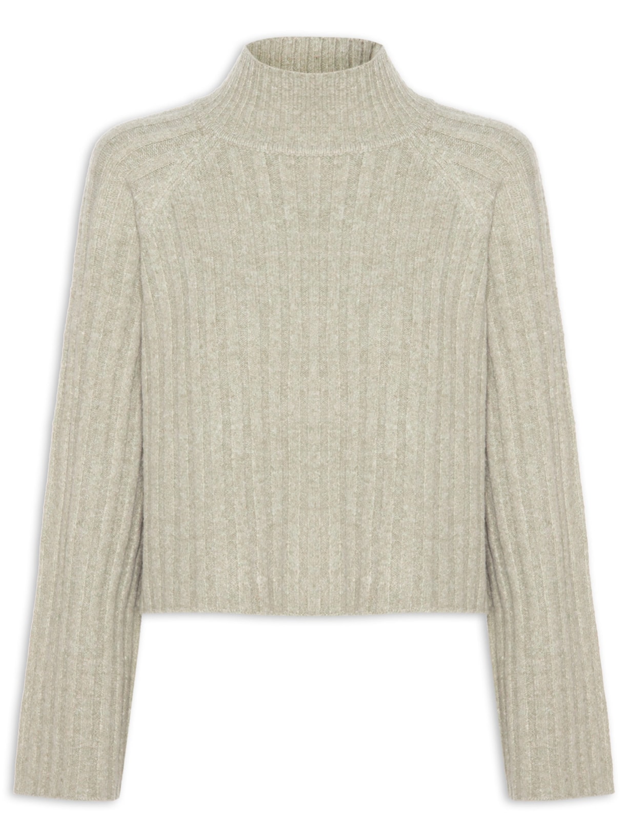 Blusa Feminina Tricot Cropped Gola Alta - Verde