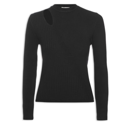 Blusa Feminina Tricot Cut Cut - Preto