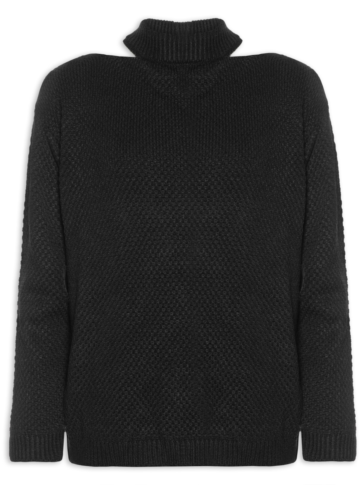 Blusa Feminina Tricot Cut Out - Preto