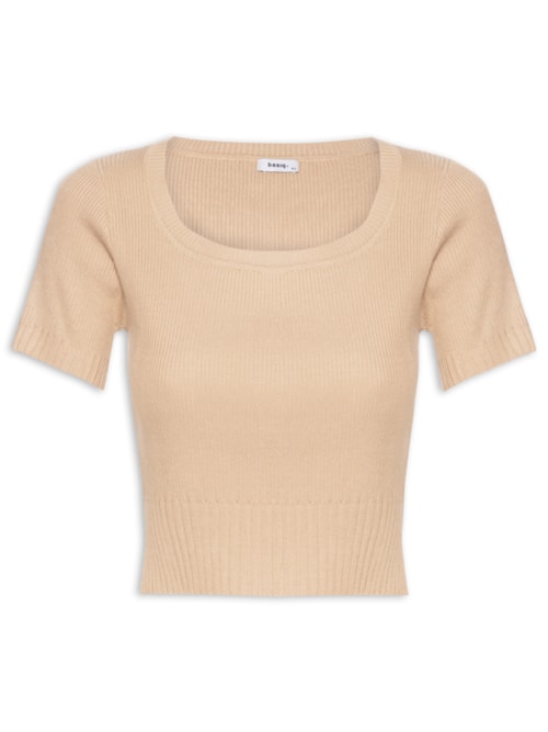 Blusa Feminina Tricot Decote Canoa - Bege