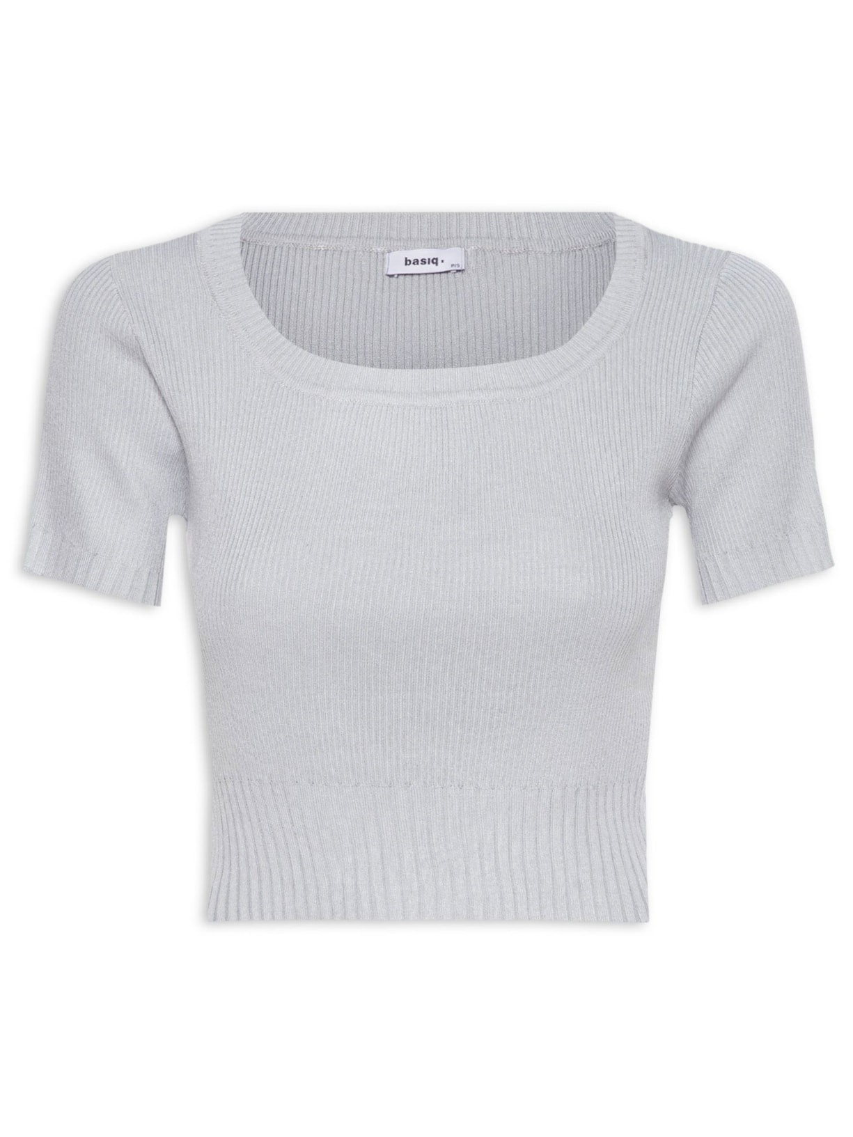 Blusa Feminina Tricot Decote Canoa - Cinza