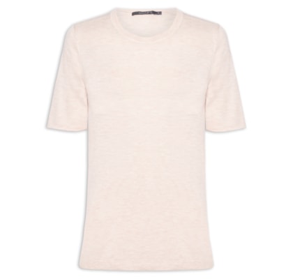 Blusa Feminina Tricot Decote Careca - Bege