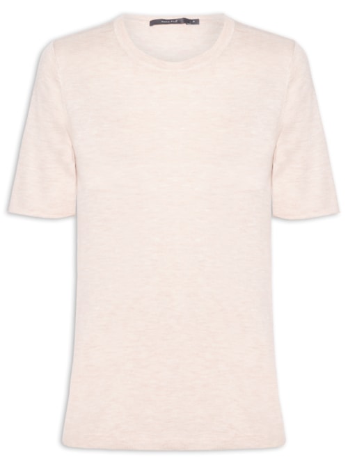 Blusa Feminina Tricot Decote Careca - Bege