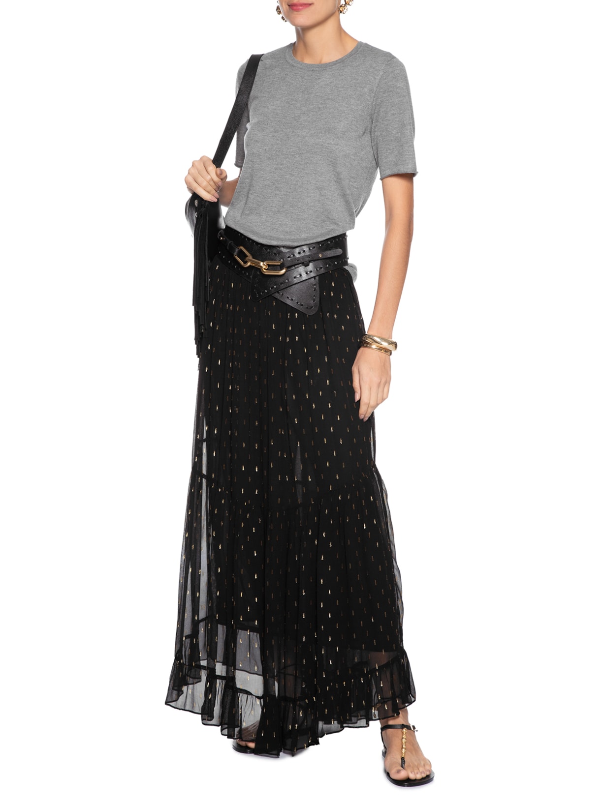 Blusa Feminina Tricot Decote Careca Cinza Maria Filó