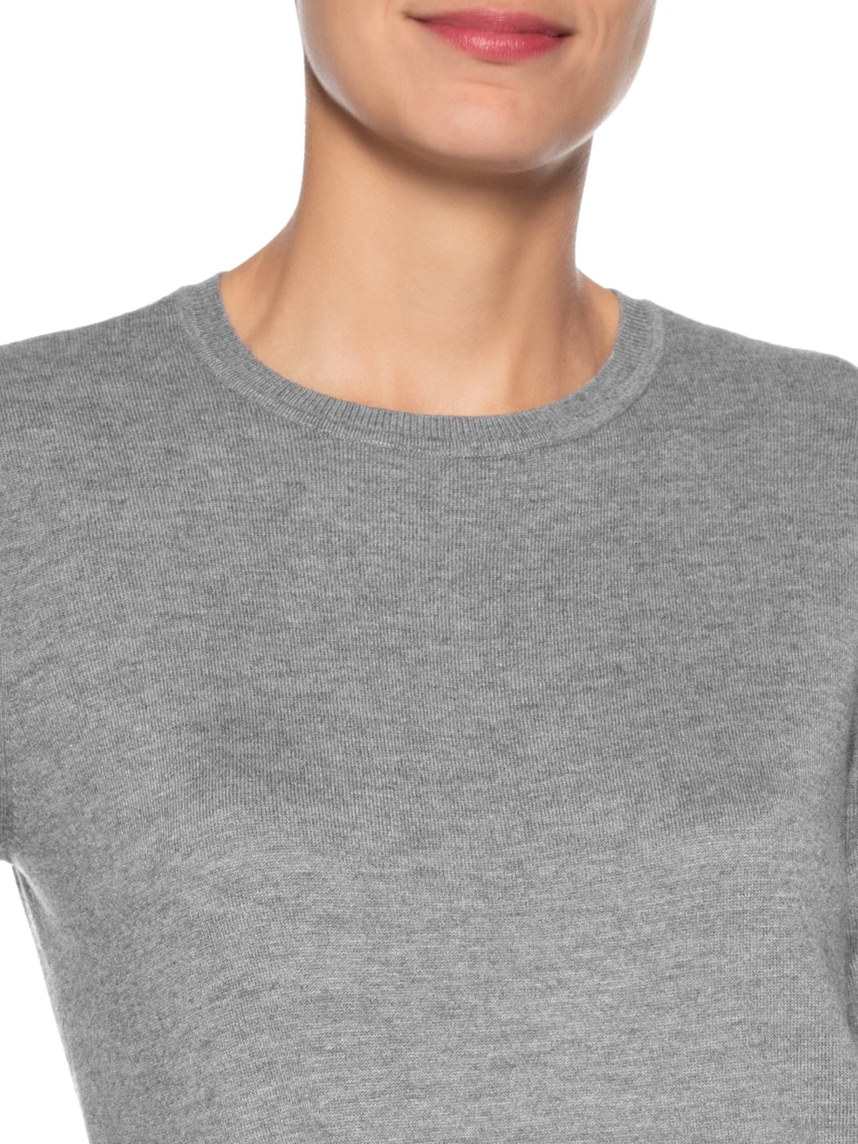 Blusa Feminina Tricot Decote Careca Cinza Maria Filó