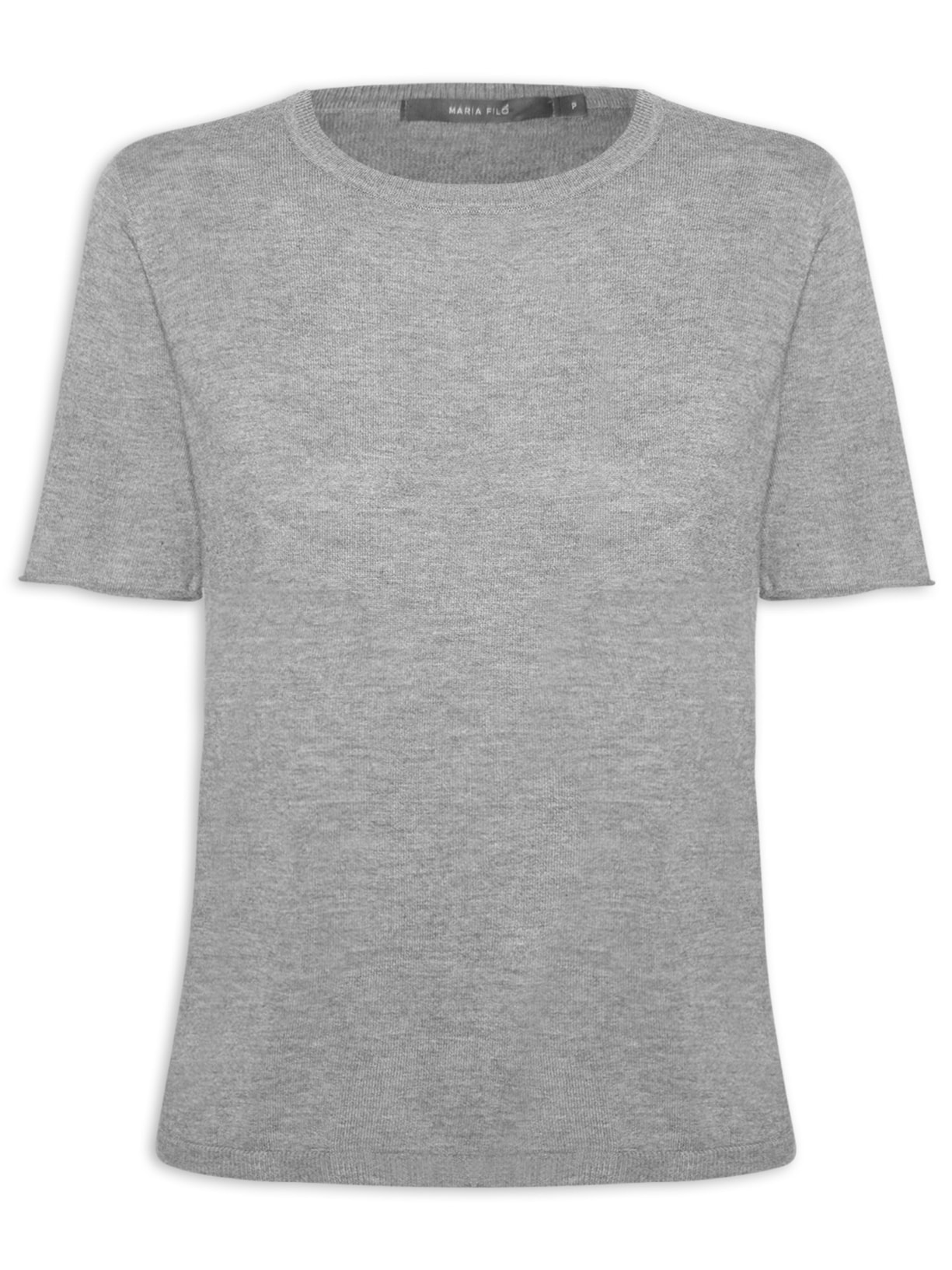 Blusa Feminina Tricot Decote Careca Cinza Maria Filó