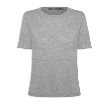 Blusa Feminina Tricot Decote Careca - Cinza