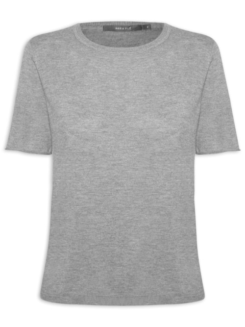 Blusa Feminina Tricot Decote Careca - Cinza