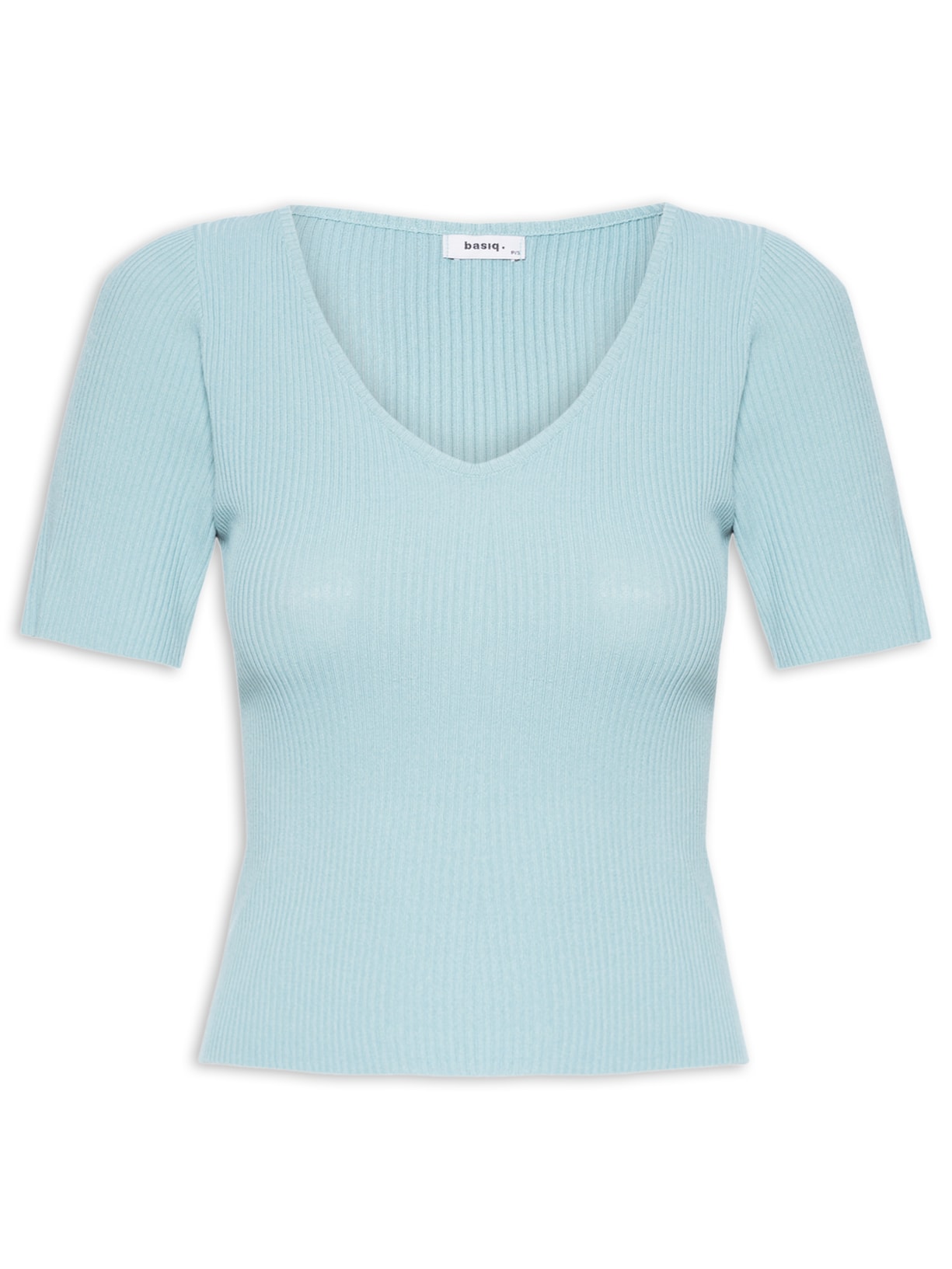 Blusa Feminina Tricot Decote Em U - Azul
