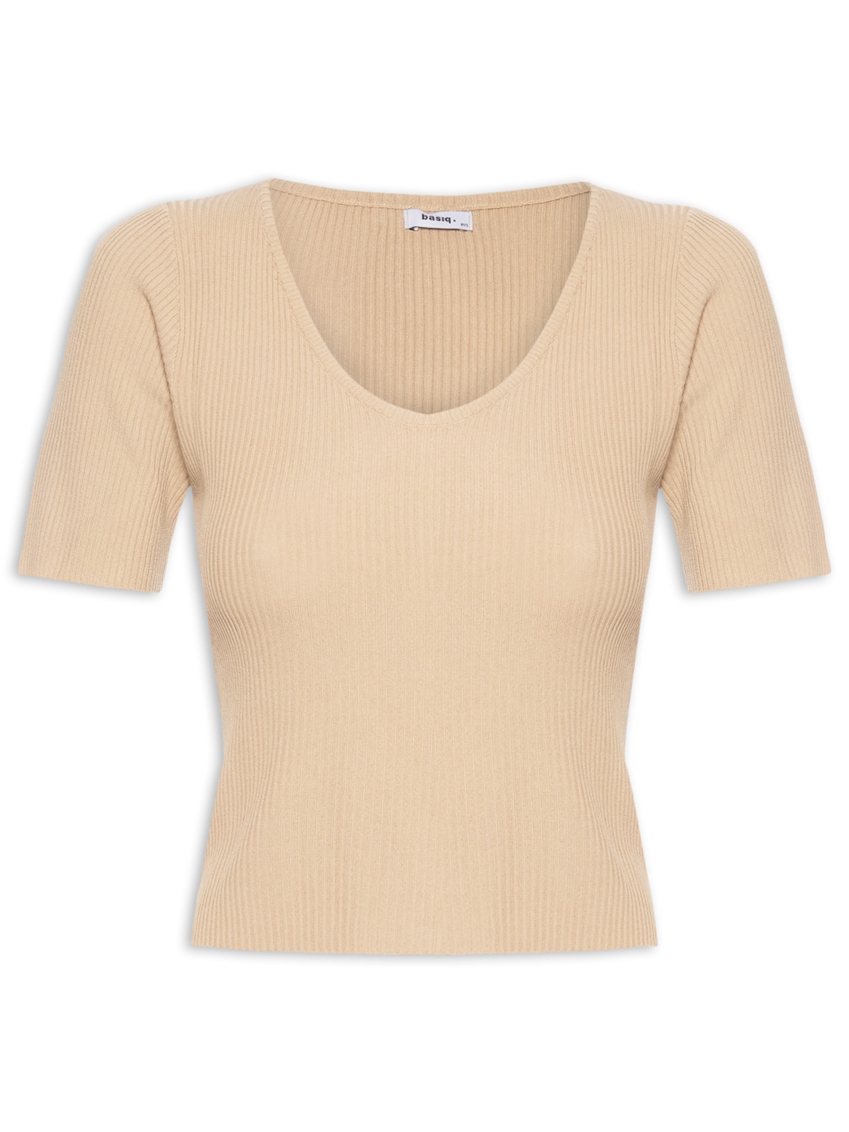 Blusa Feminina Tricot Decote Em U - Bege