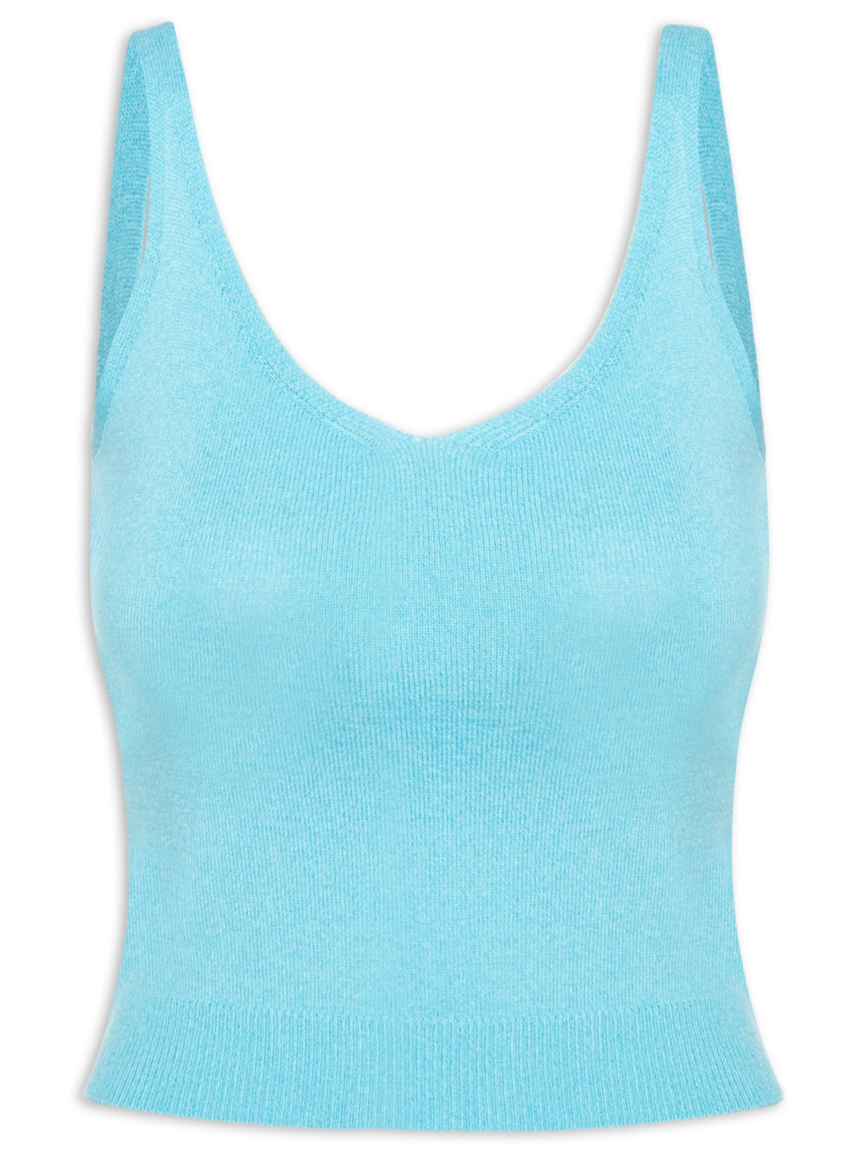 Blusa Feminina Tricot Decote Em V - Azul