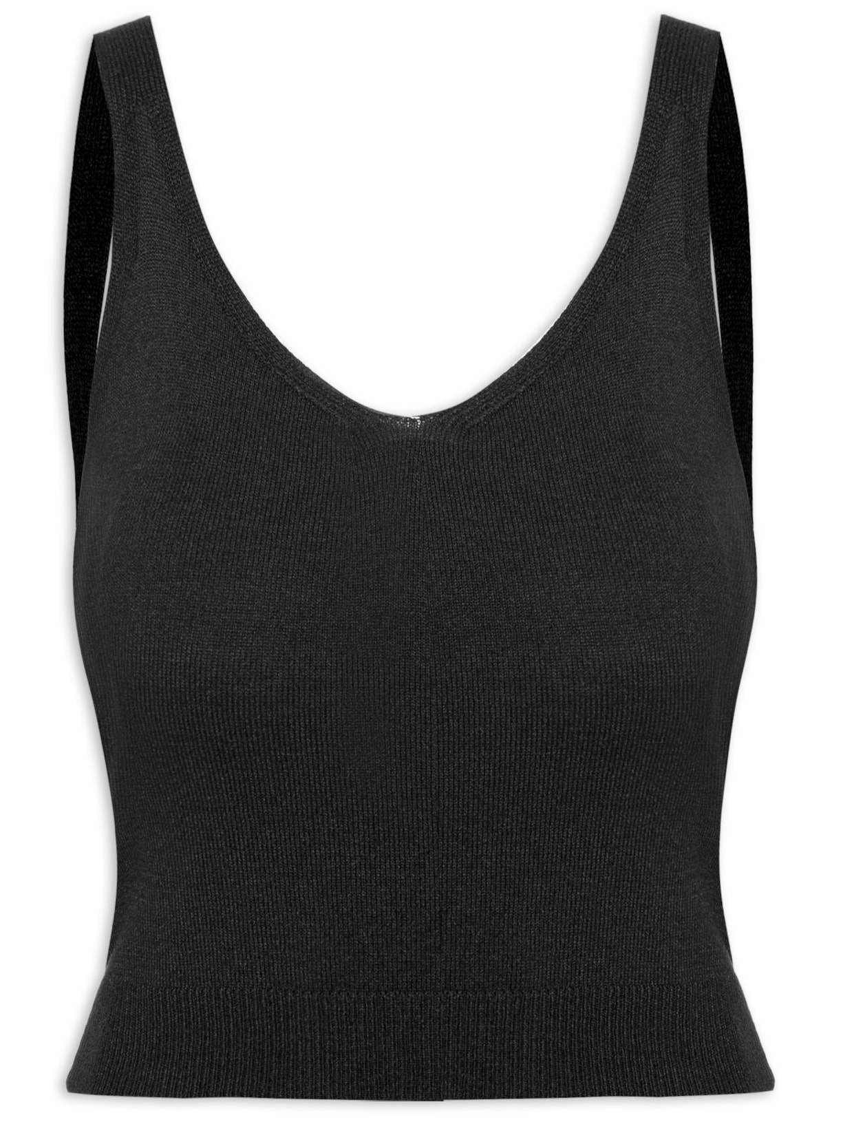 Blusa Feminina Tricot Decote Em V - Preto