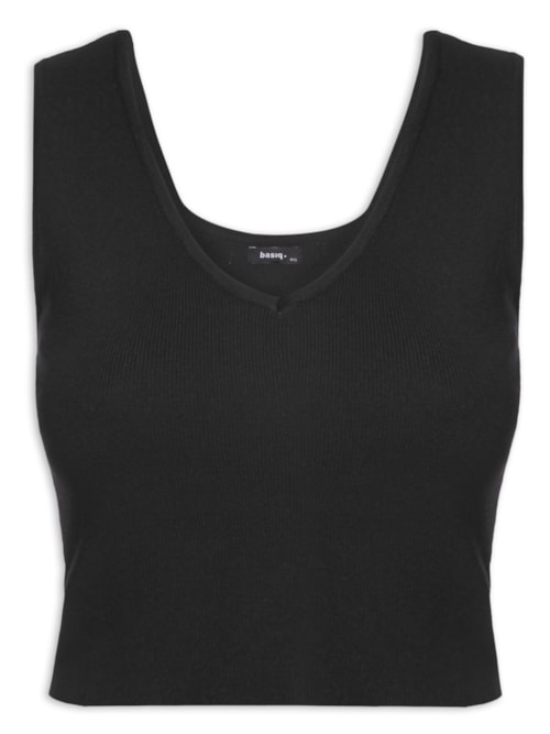 Blusa Feminina Tricot Decote Em V - Preto