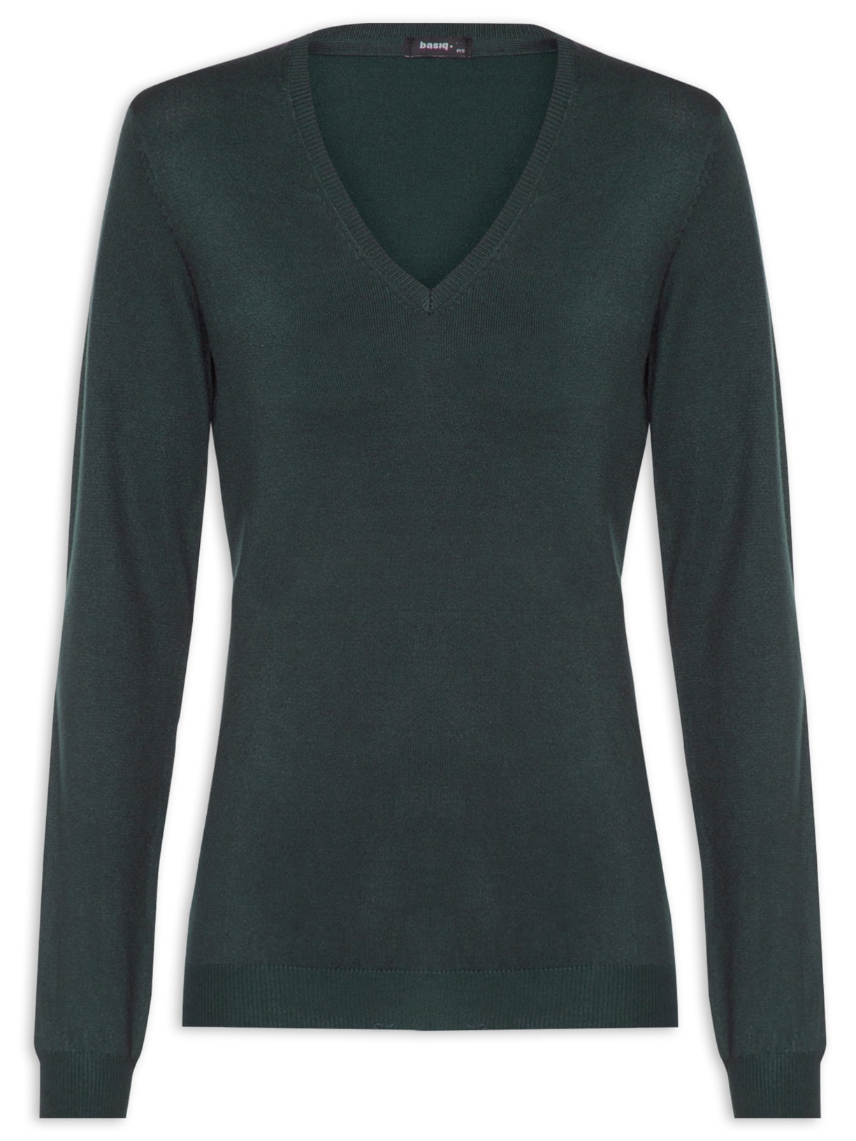 Blusa Feminina Tricot Decote Em V - Verde