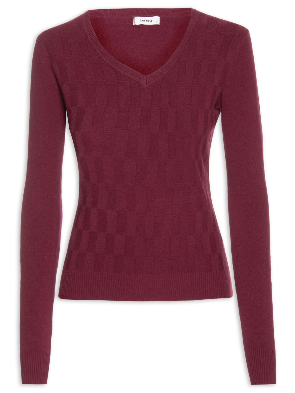 Blusa Feminina Tricot Decote Em V - Vinho