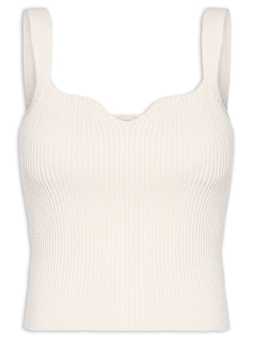 Blusa Feminina Tricot Decote - Off White
