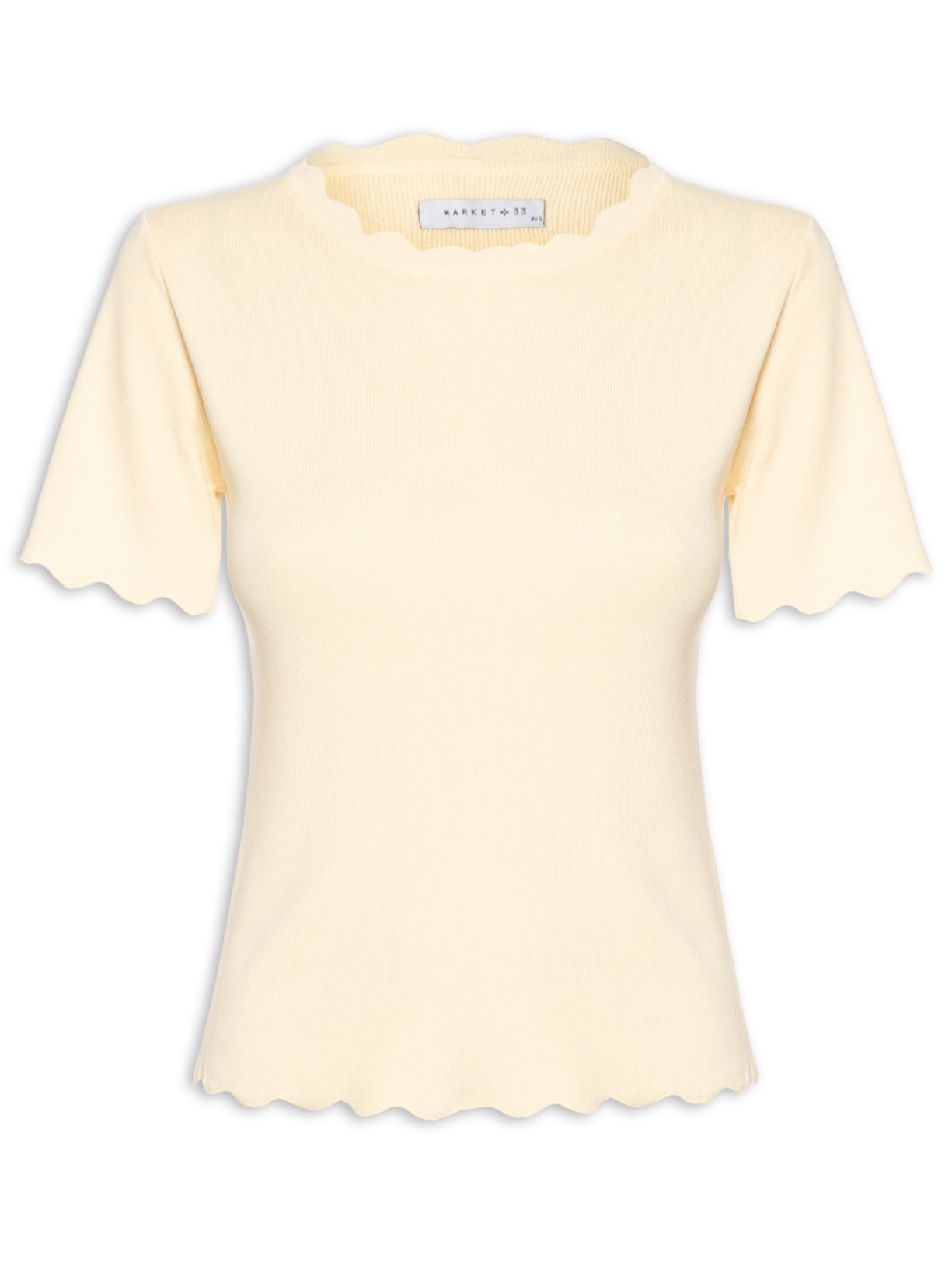 Blusa Feminina Tricot Decote Ondulado - Amarelo