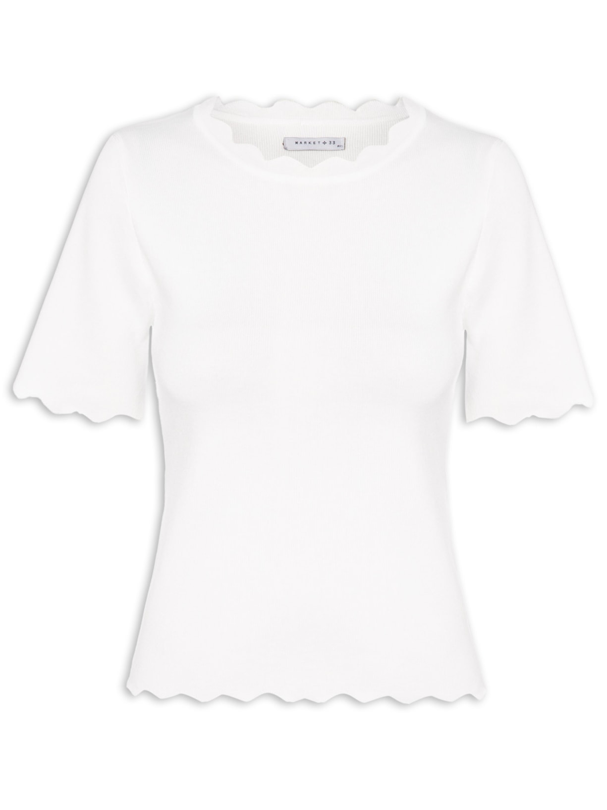 Blusa Feminina Tricot Decote Ondulado Off White Market 33