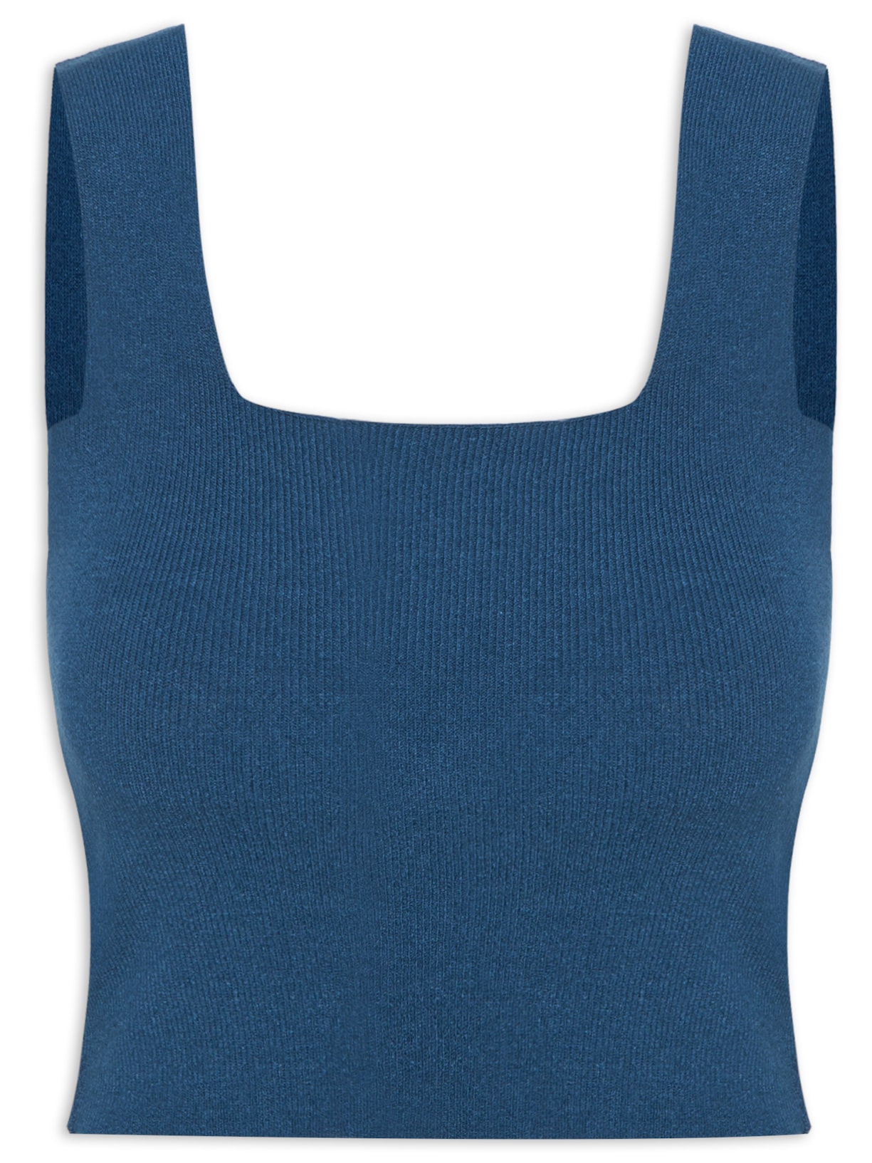 Blusa Feminina Tricot Decote Reto - Azul