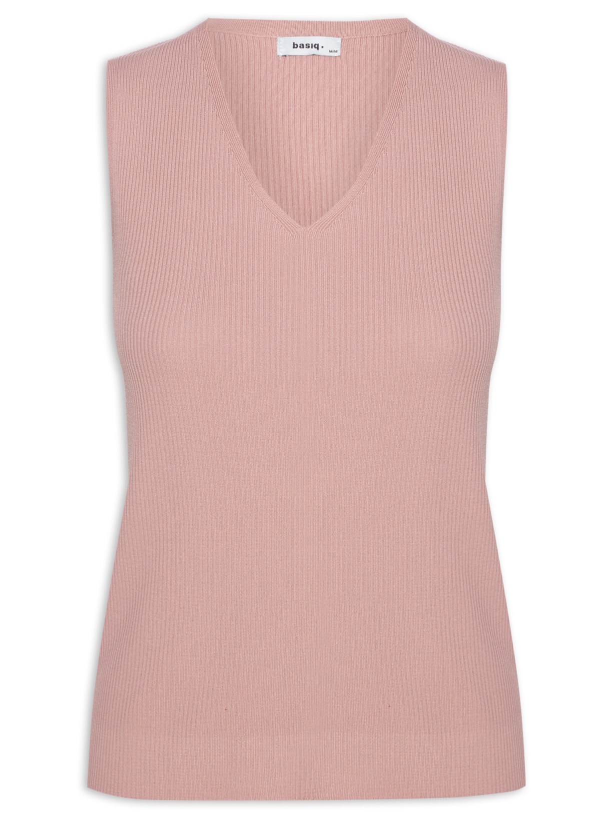 Blusa Feminina Tricot Decote V Sem Manga - Rosa