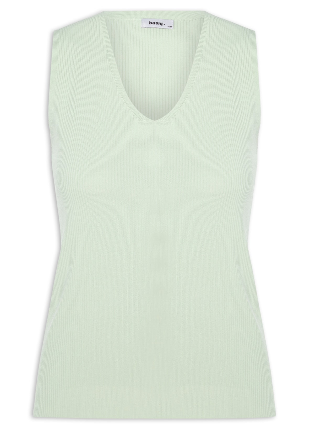 Blusa Feminina Tricot Decote V Sem Manga - Verde