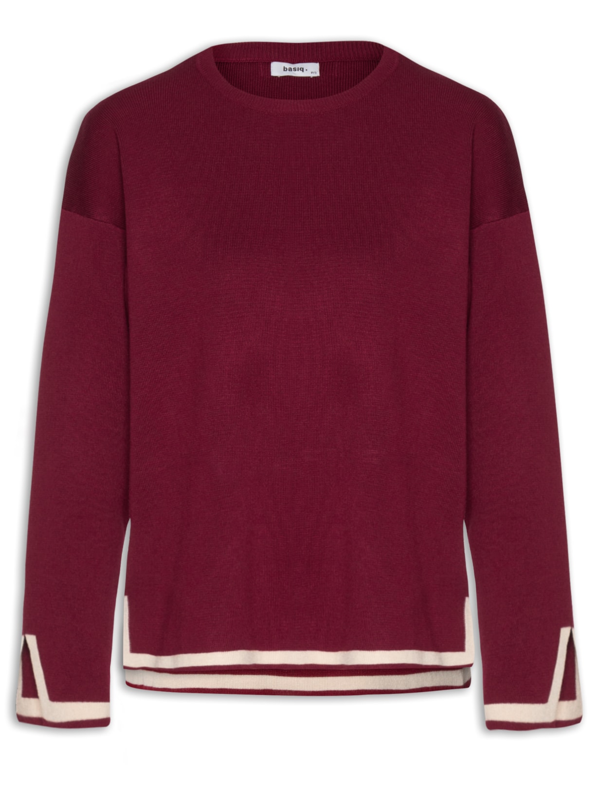 Blusa Feminina Tricot Detalhe Bicolor - Vermelho