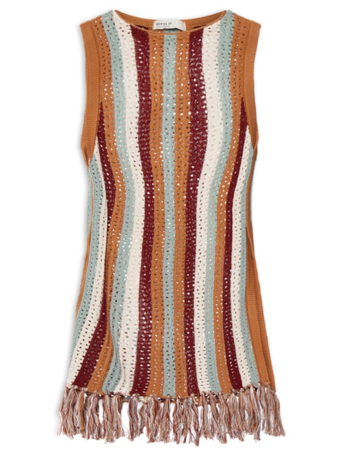 Blusa Feminina Tricot Detalhe Franja - Laranja