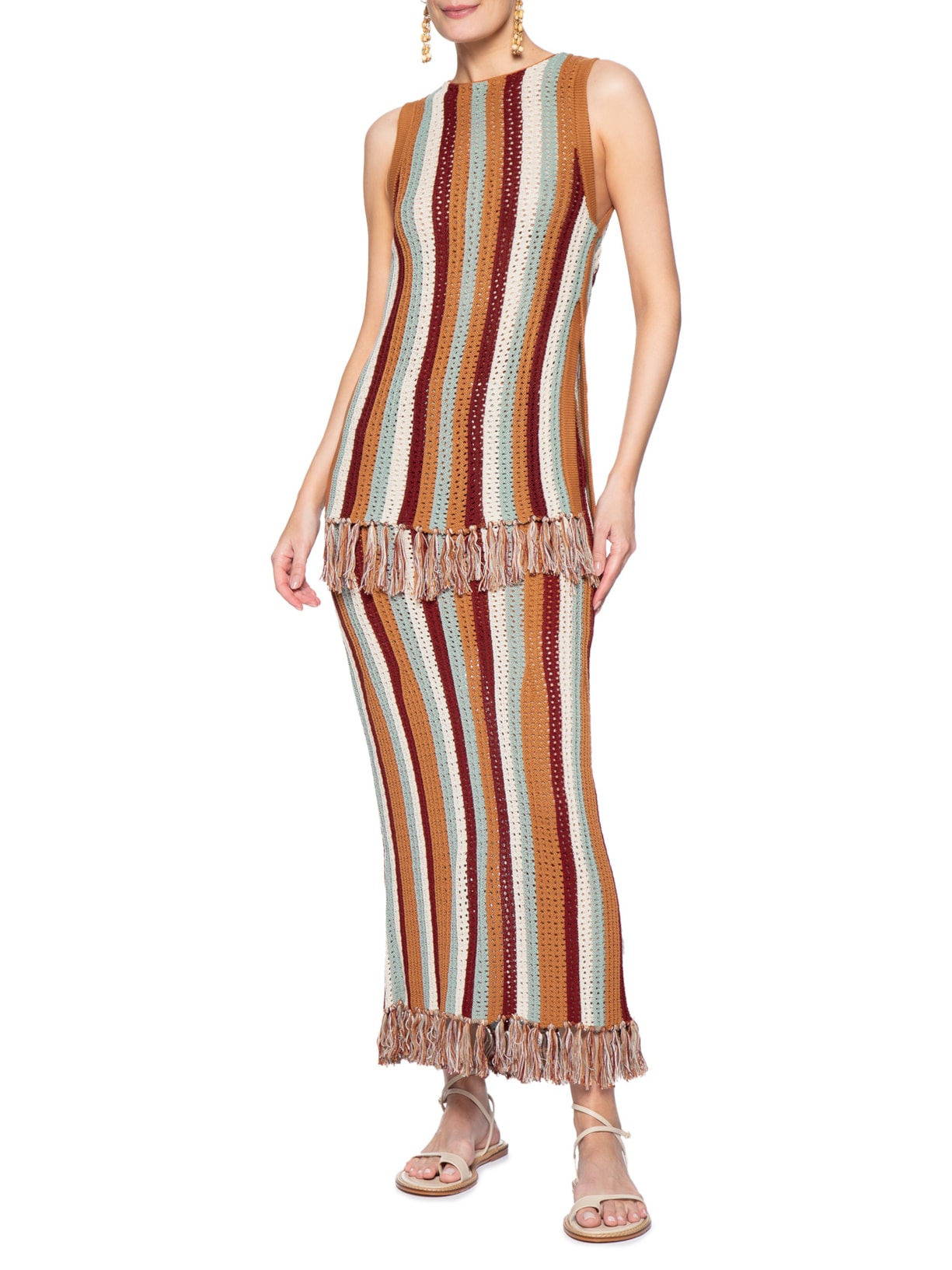 Blusa Feminina Tricot Detalhe Franja Laranja Dress To