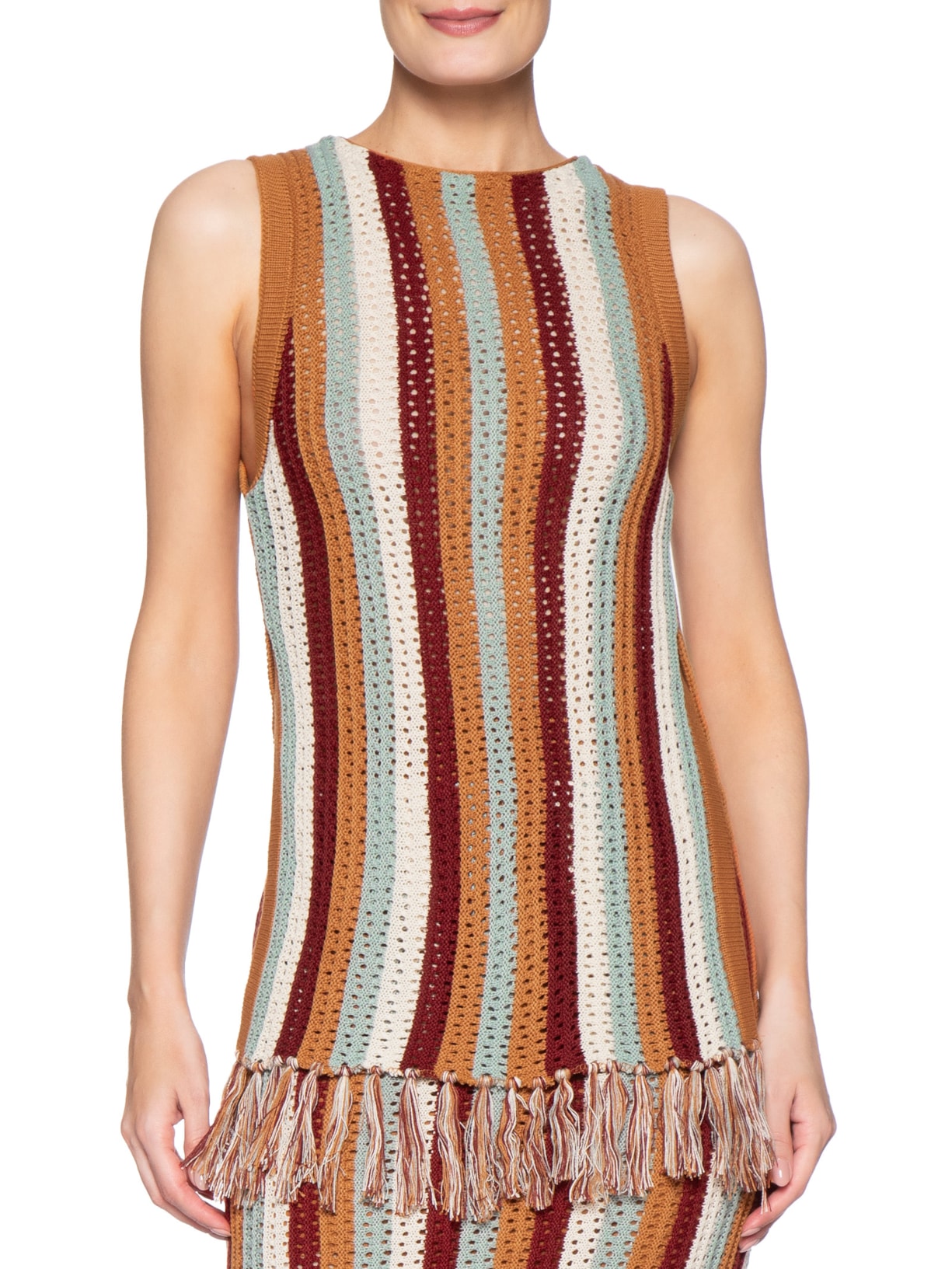 Blusa Feminina Tricot Detalhe Franja Laranja Dress To