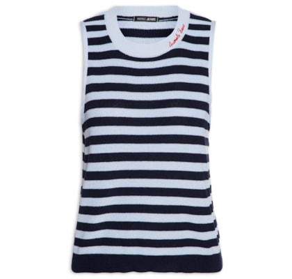 Blusa Feminina Tricot Detalhe Gola - Azul