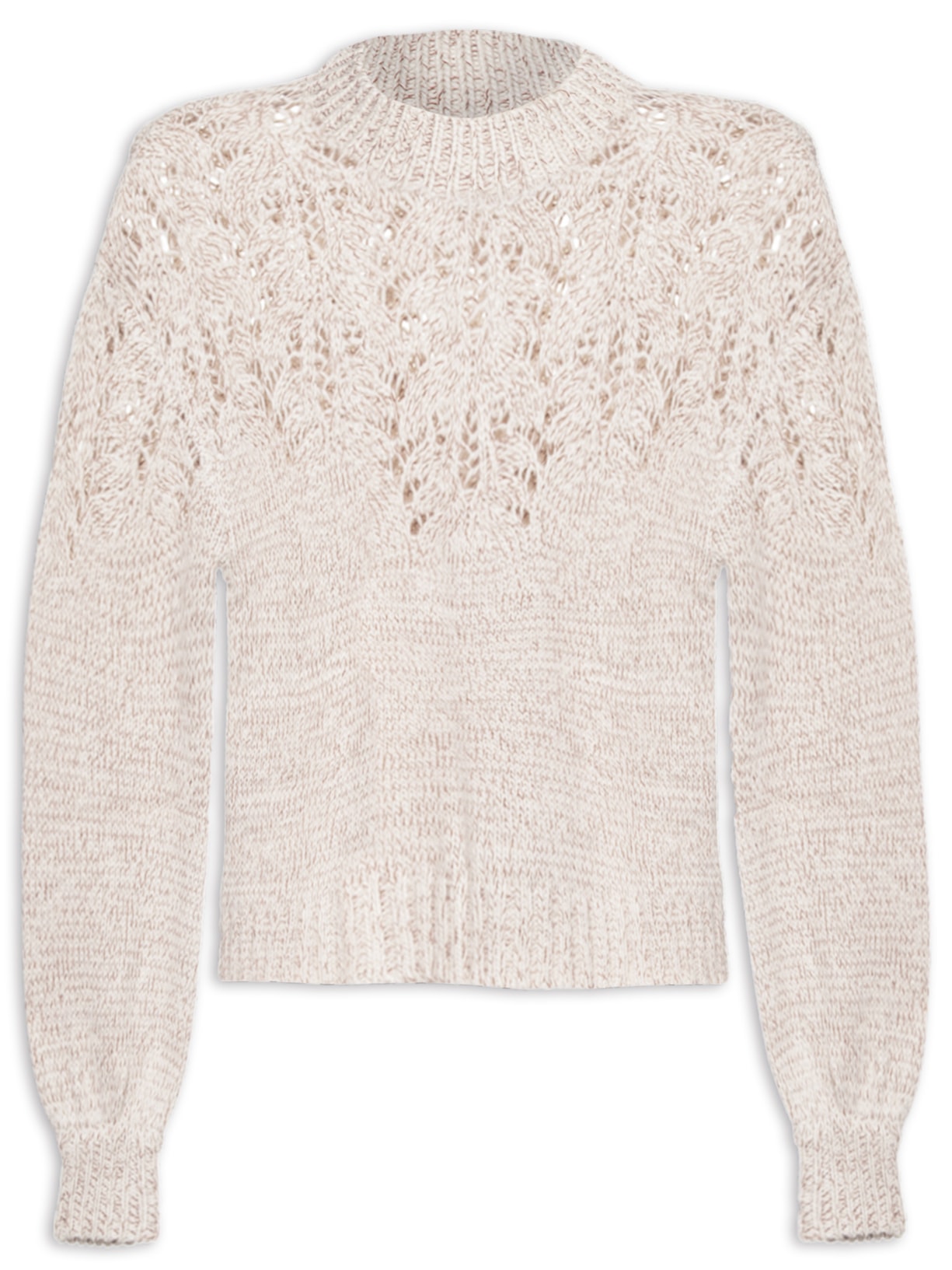 Blusa Feminina Tricot Detalhe Mescla - Bege