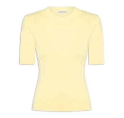 Blusa Feminina Tricot Detalhe Nervura - Amarelo