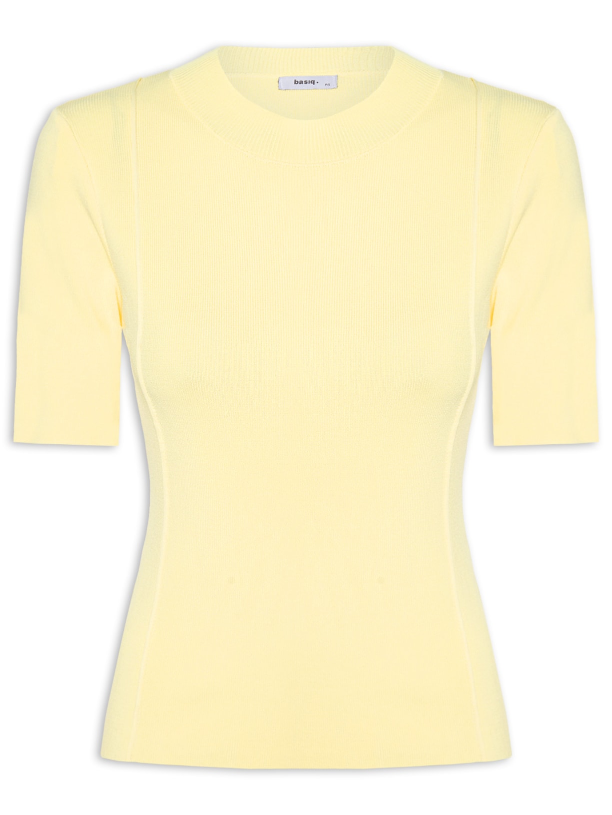 Blusa Feminina Tricot Detalhe Nervura - Amarelo