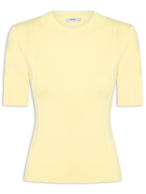 Blusa Feminina Tricot Detalhe Nervura - Amarelo