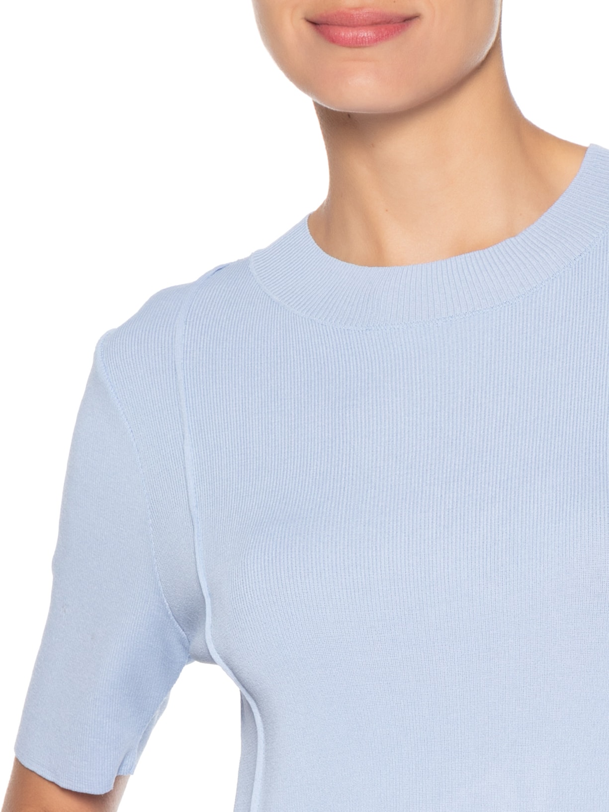 Blusa Feminina Tricot Detalhe Nervura Azul Basiq