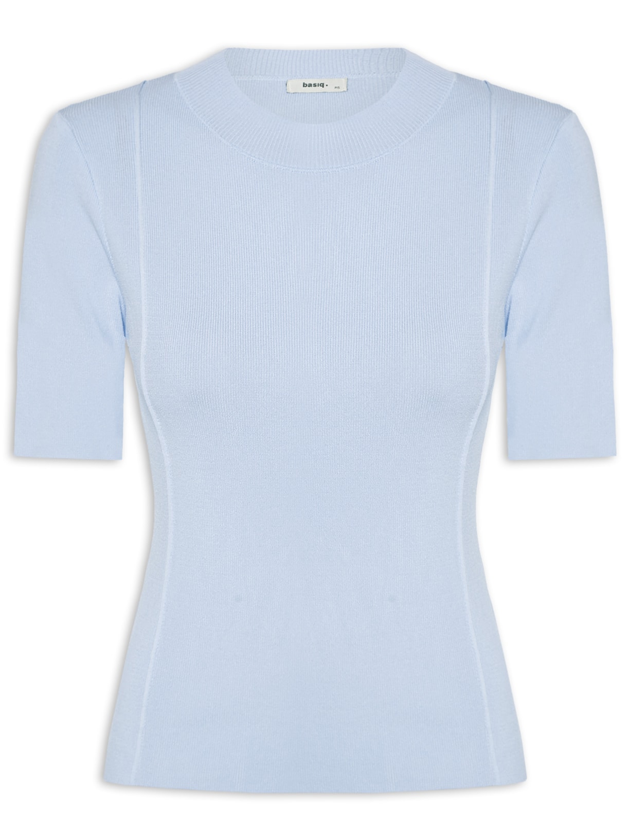 Blusa Feminina Tricot Detalhe Nervura Azul Basiq