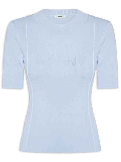 Blusa Feminina Tricot Detalhe Nervura - Azul