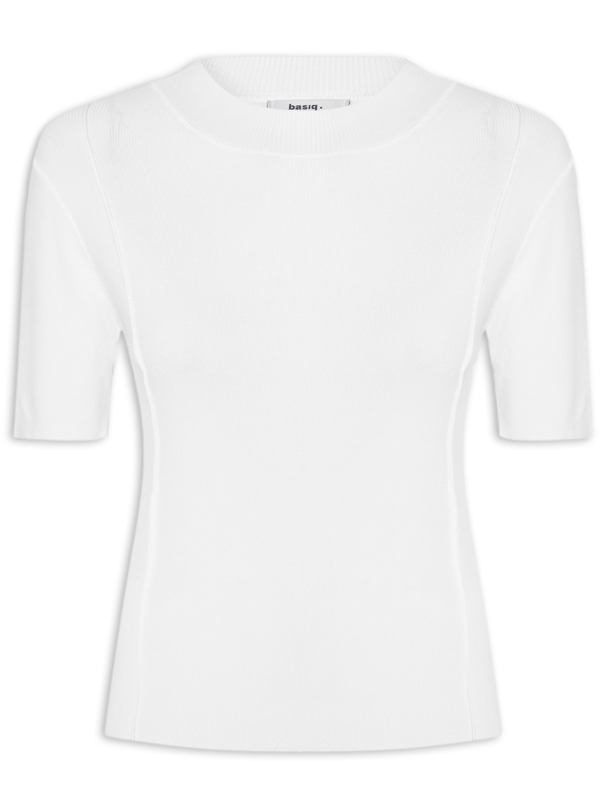 Blusa Feminina Tricot Detalhe Nervura Branco Basiq