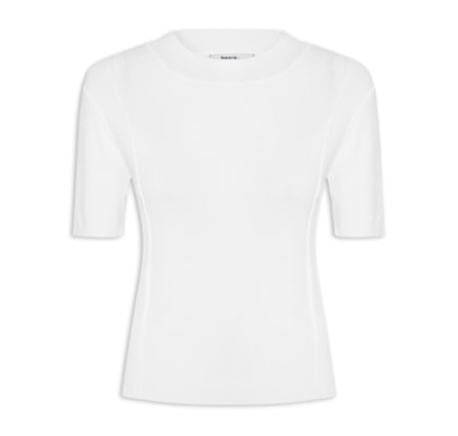 Blusa Feminina Tricot Detalhe Nervura - Branco