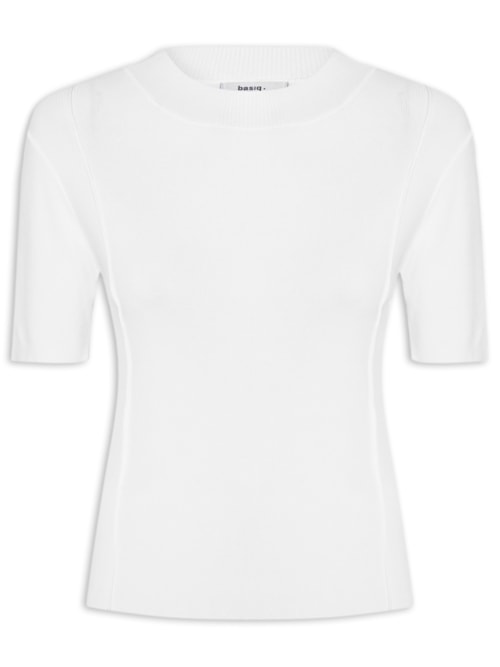 Blusa Feminina Tricot Detalhe Nervura - Branco