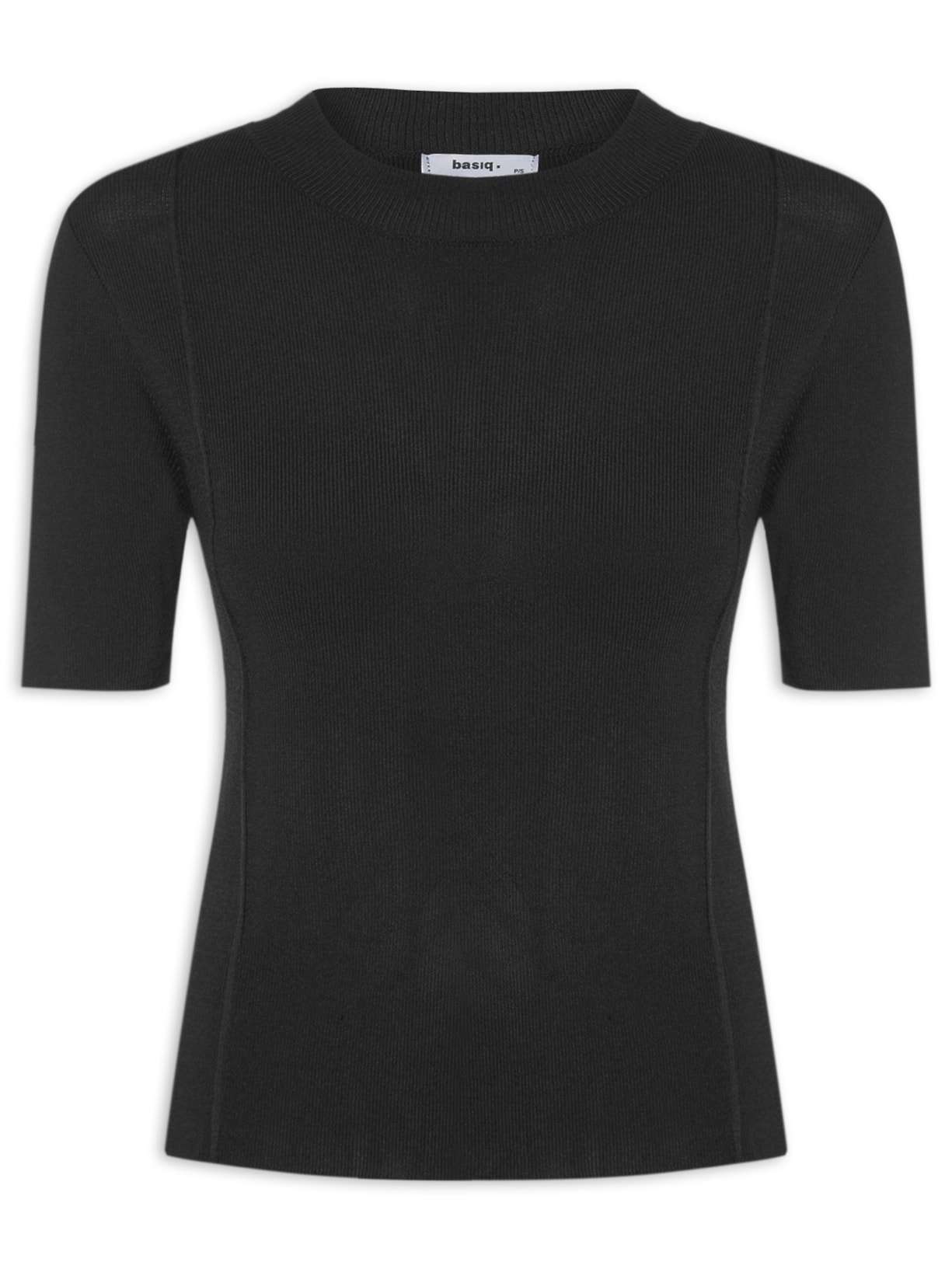 Blusa Feminina Tricot Detalhe Nervura - Preto