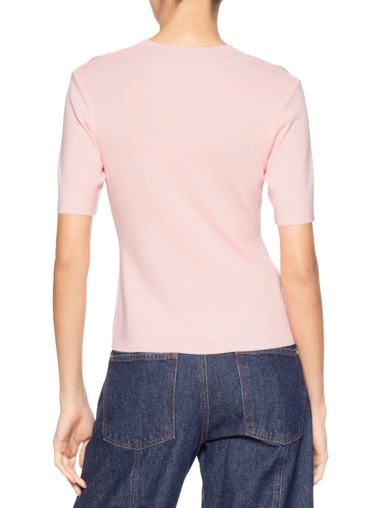 Blusa Feminina Tricot Detalhe Nervura Rosa Basiq